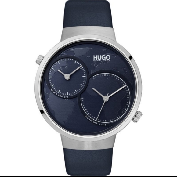 Hugo Boss Other - Hugo Boss Travel Blue Leather Strap Men's Watch